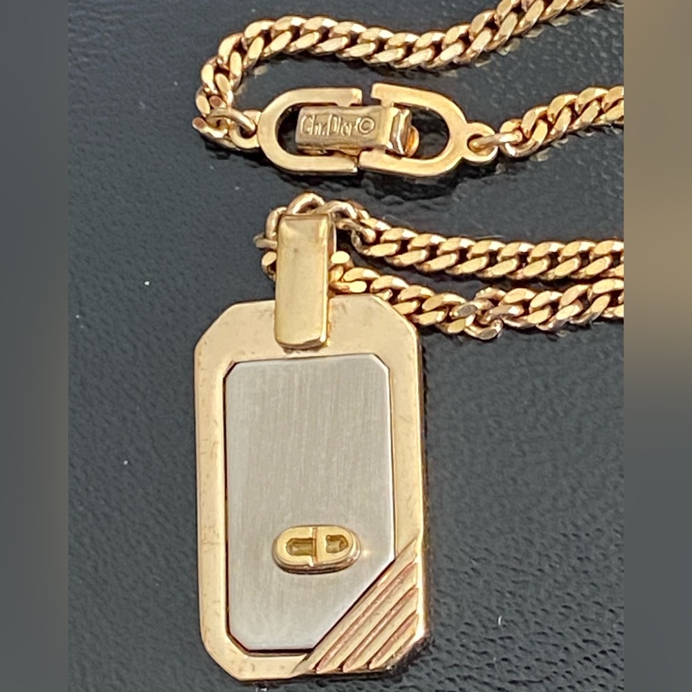 Christian Dior Gold and Silver Pendant Necklace